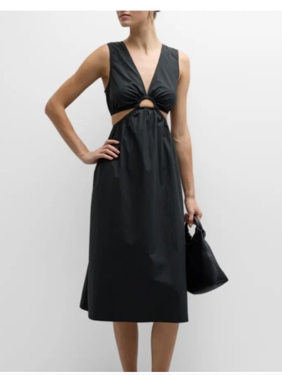 Rails Dresses & Skirts - Rails Rizo Cutout Poplin Black Midi Dress with Front V- Neck- Medium